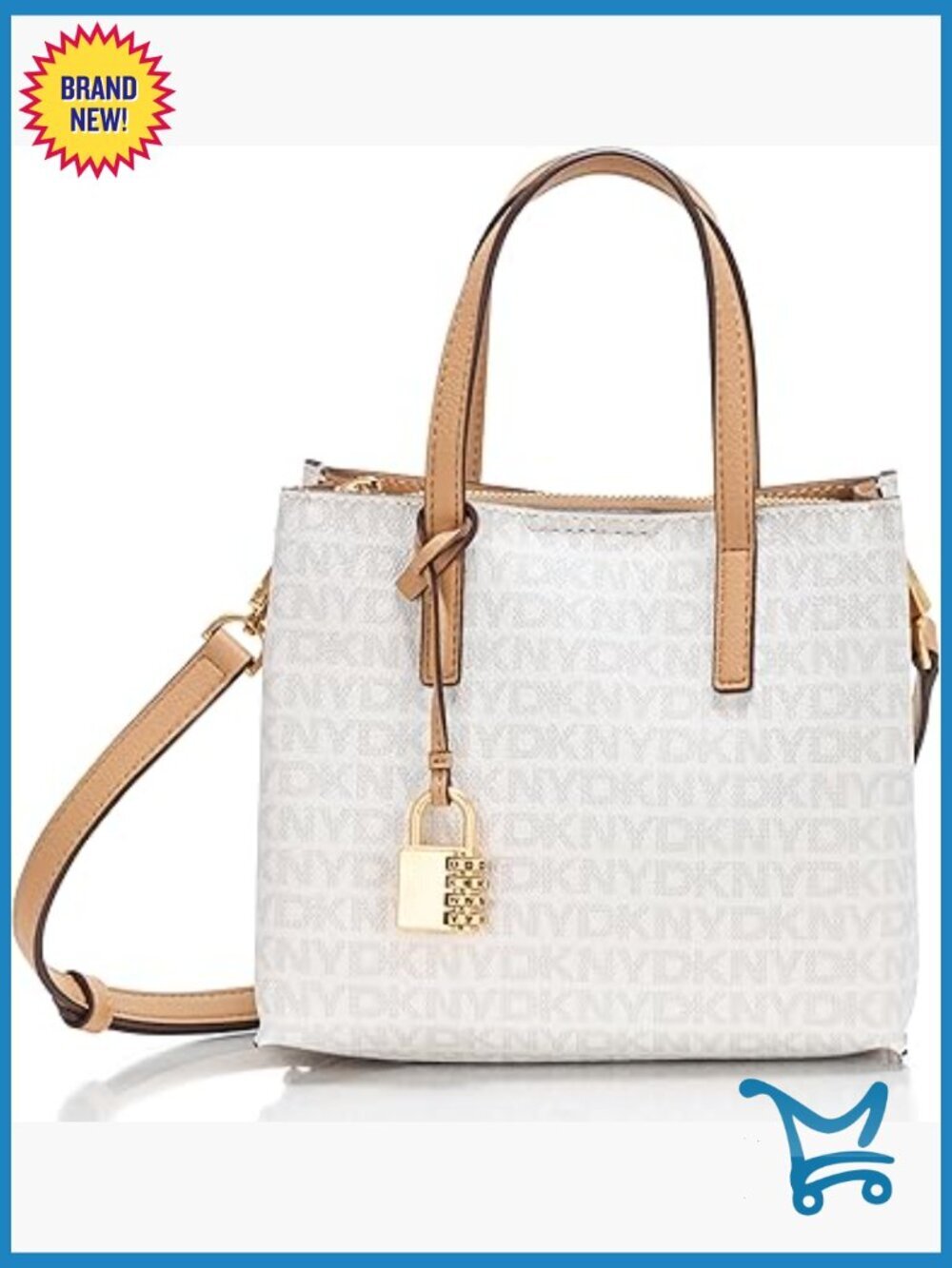 Leather Crossbody Satchel with Padlock Charm, Structured Top-Handle Bag